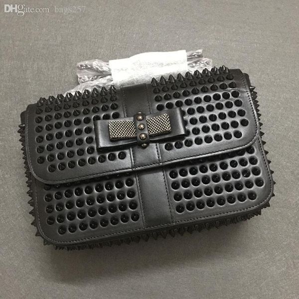 

new fashion designer women's bag genuine leather envelope studded spikes shoulder bag evening bag female clutches handbag