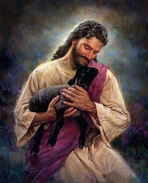 

nathan greene - lamb of god - jesus holding black lamb home decor handcrafts /hd print oil painting on canvas wall art canvas 200227