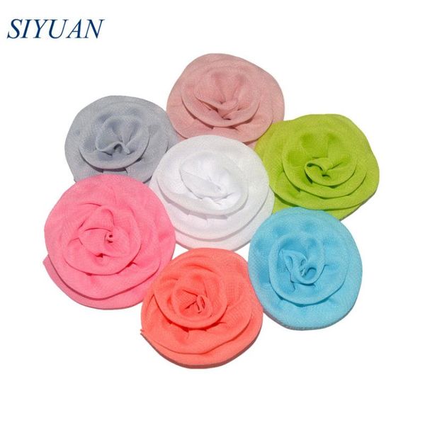 

120pcs / серия 2 дюйма прокат потертый шифон цветочница платье головной убор аксессуары diy boutique th273, Slivery;white