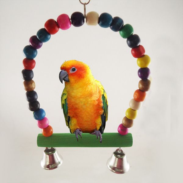 Pet Bird Parrot Parakeet Budgie Cockatiel Cage Hammock Swing Toys Hanging Toy D