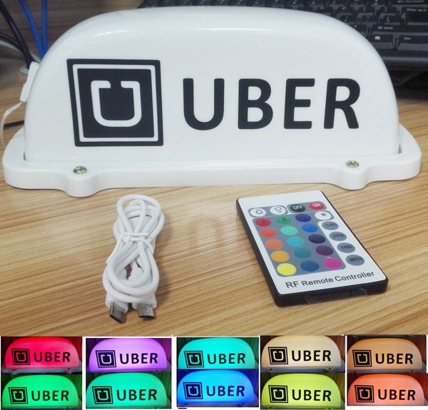 

12 colors uber logo taxi cab sign car lights recharge battery remote control for taxi uber drivers