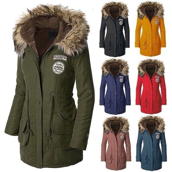 

winter coats women jackets warm outwear solid fur collar thick ladiesplus size s-3xl and 13 colors, White