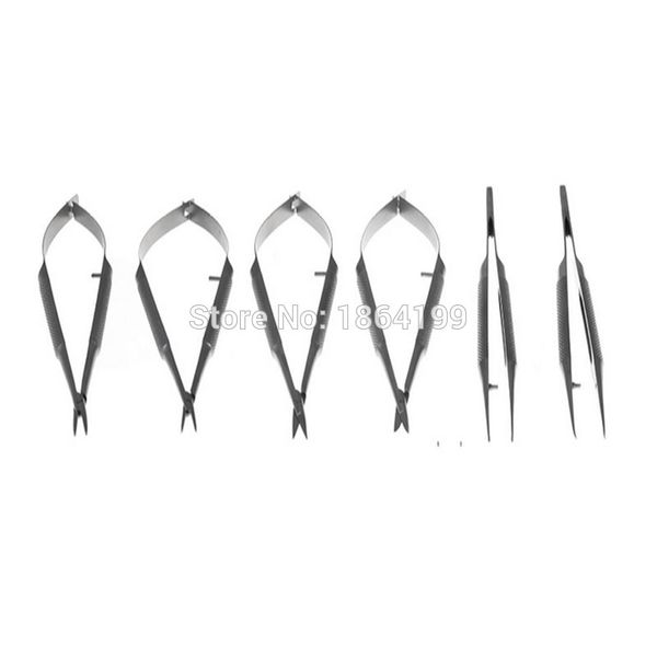 

microscopic instruments 12.5 cm 6 sets needle holder micro scissors microsurgical forceps without toothed forceps