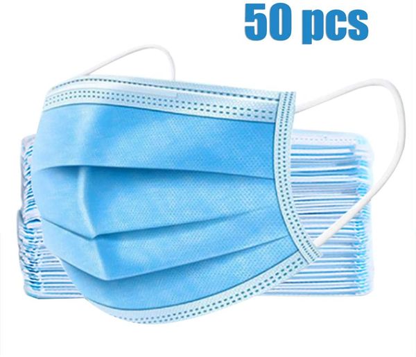 

disposable face mask 3 layers dustproof mask facial protective cover mouth masks safety non-woven fabric anti-dust masks covers 50 pcs