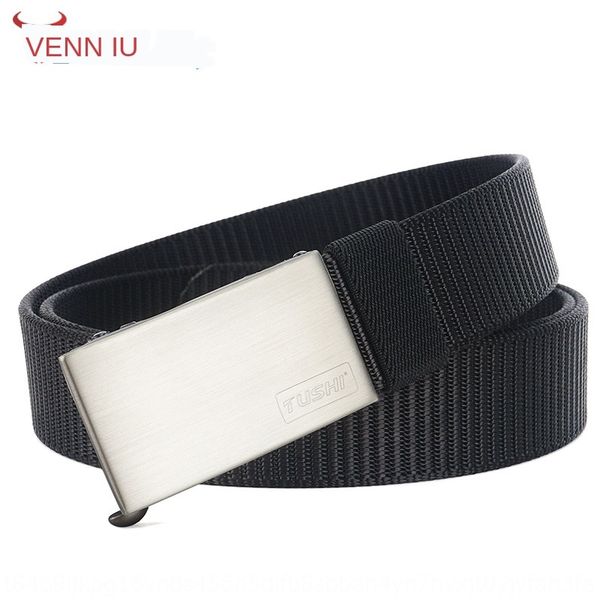

tushi underpants underpants high-end toothless automatic buckle fashionable men's nylon belt men's simple inner belt, Black;brown