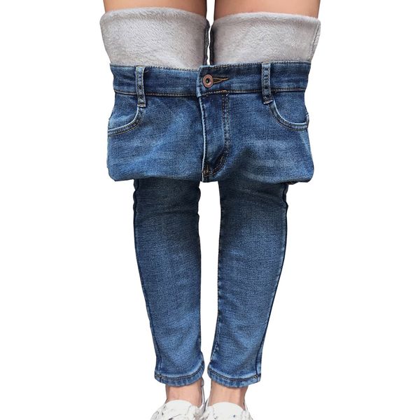 

women jeans fleece lined slim fit winter high waist pencil pants warm trousers female velvet warm jeans skinny denim skinny pant, Black;white