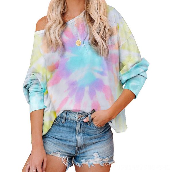 

gradient contrast color women autumn 2020 knitted round home clothes pajamas pajamas neck long sleeve girl comfortable home clothes top, White