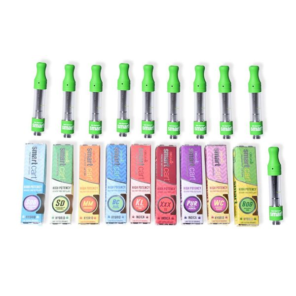 

Смарт-тележки Vape картриджи зеленый смарт-корзина 1.0 мл стеклянный бак 510 керамическая катушка толстый масляный распылитель нет утечки испаритель 10 вкус стикер