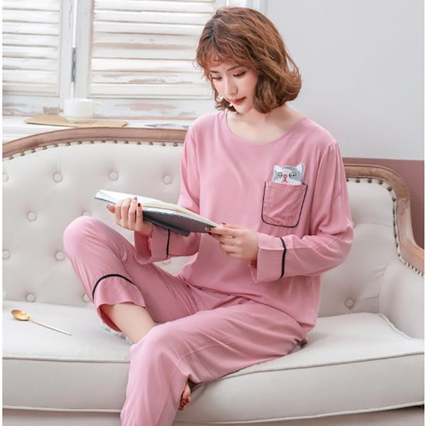 

new autumn winter long sleeve pajamas women suit girl pijamas mujer 100% cotton home cloth leisure loose lovelys women's sets, Black;red