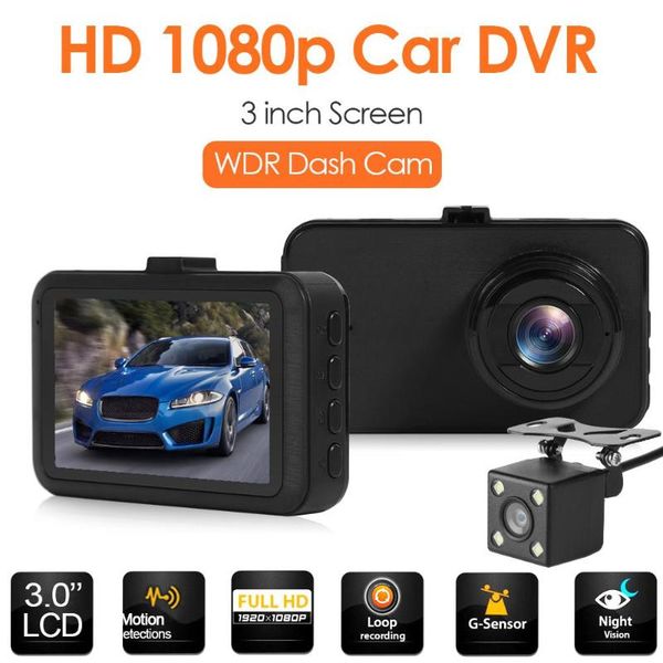 

2019 se019b full hd 1080p ips screen dual lens car dvr vehicle camera night vision parking monitor dashboard cam sucker bracket