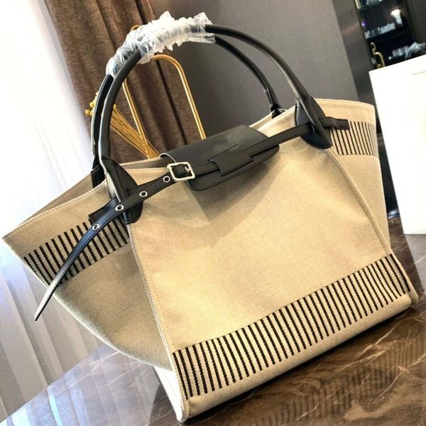 

fashion white big designer handbag new luxury design shopping bag canvas stitching women's beach bag