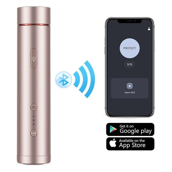 

smart personal alarm for women mini flashlight strobe app location/recording function smart self defense for women elderly children