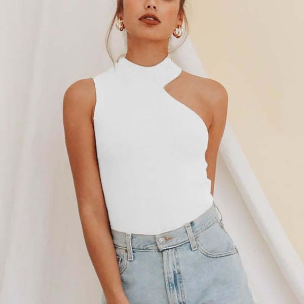 

summer women slim knitting halter camisole female bodycon knitted tanks sleeveless basic solid shirts #0324g30, White