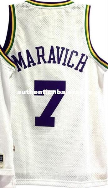

pete 'pistol' maravich #7 sewn hwc white vintage jersey mens vest size xs-6xl stitched basketball jerseys ncaa, Black;blue