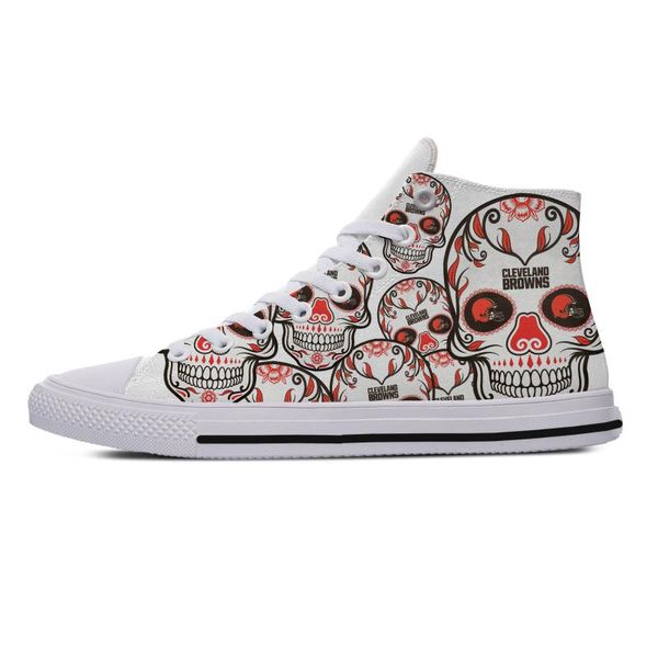 

print painted shoes browns custom sneakers woman man's high canvas sneakers cleveland football fans