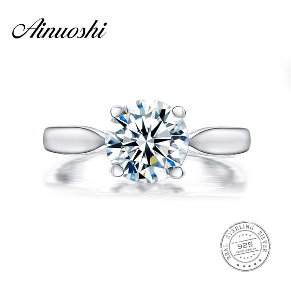 

ainuoshi luxury 2 carat round cut группа сона пасьянс кольцо свадебные 925 стерлингового серебра обручальное micro pave свадебные кольца y20, Slivery;golden