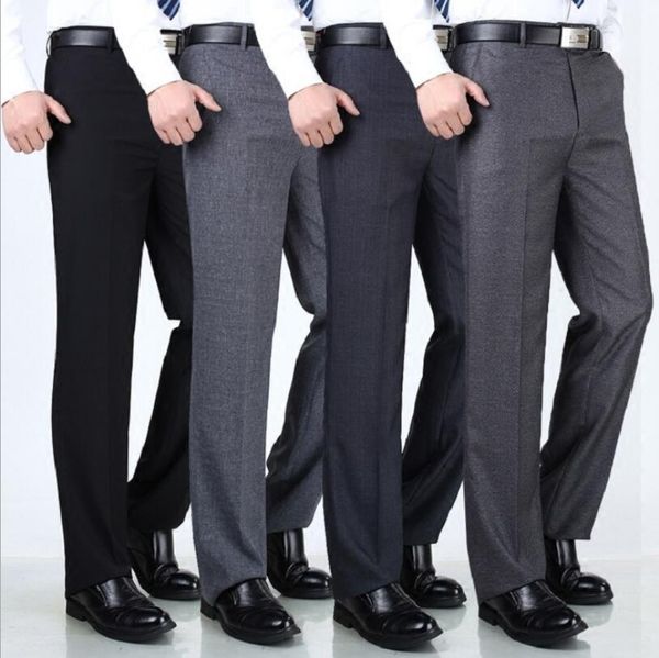 

fashion men's suit pants soft multi colors men dress pants straight business office mens formal classic trousers male, Black