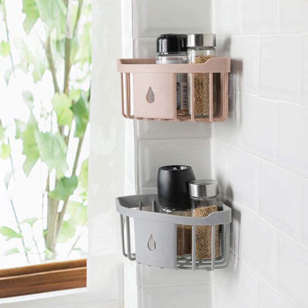

2 pcs kitchen sink toilet bathroom rack wall-mounted wall-perforated washbasin triangle plastic storage rack bathroom accessories