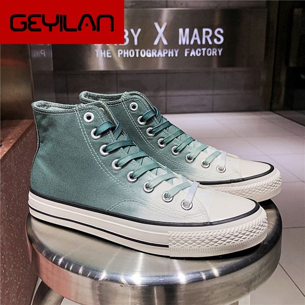 

spring and autumn new products zhong gao bang couple's canvas shoes versitile fashion men and women casual shoes cool gradient t, Black