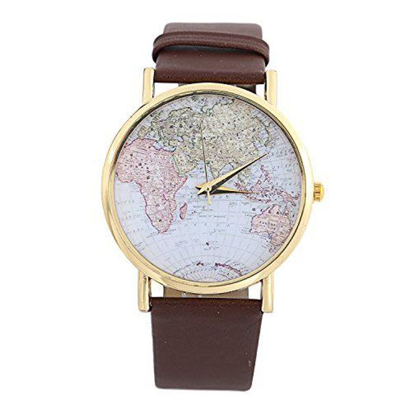 

lintimes women men leather strap luxury fashion unisex analog quartz wrist watch, Slivery;brown