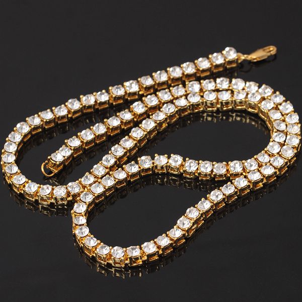 

5mm mens & lady gold tone simulated diamond hip-hop chain necklace 1 row fashion bling bling necklace, Silver