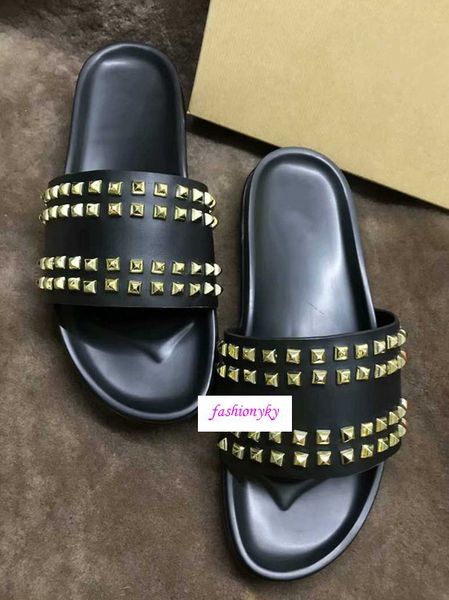 

donna flat slippers designer luxury red bottoms shoes womens rivet spikes flat shoesoriginal box, Black