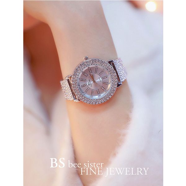 

new selling imported quartz movement watch high-end chain watch full rhinestone female fashion custom made, Slivery;brown