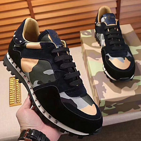 

luxury designer rock stud sneaker shoes women and men casual shoes rock runner trainer party wedding shoes 35-46, Black