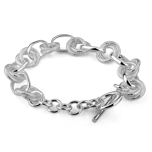 

fashion wristband fine summer solid 925 sterling silver bracelet sterling silver jewelry bijouterie chain bracelets for women, Black