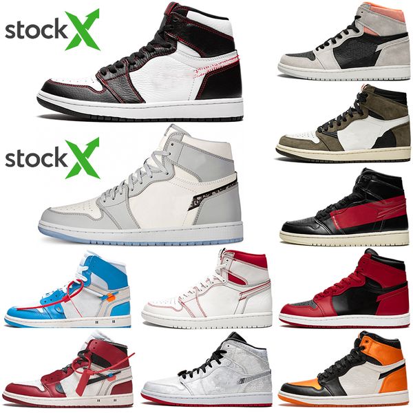 

new jumpman 1 racer blue travis scotts fearless obsidian unc mens women basketball shoes 1s chicago banned bred toe men sport sneaker shoes