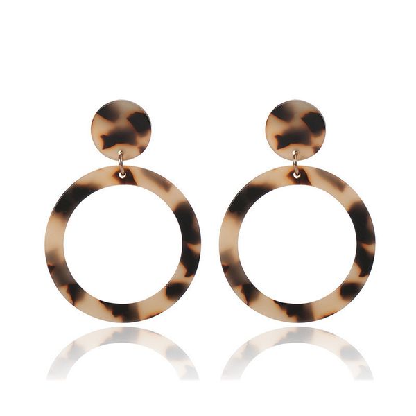 

acrylic earrings exaggerated circle leopard earring, Silver