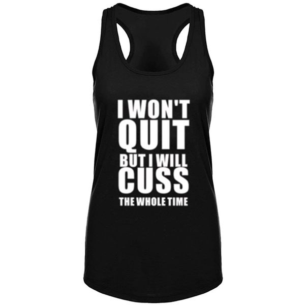 

women's i won't quit but i will cuss the whole time fitness workout tank summer letter print tank top, White