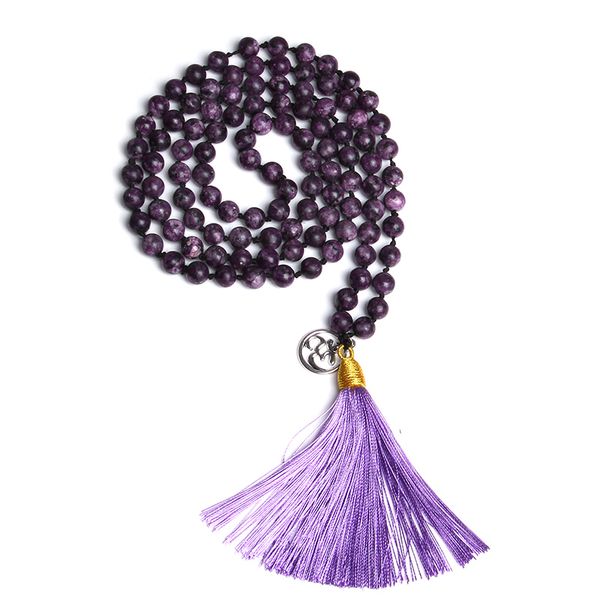 

природный камень фиолетовых бусы ожерелье для женщин женского плательщика религиозной кисточки подвески длинной мала ожерелье ювелирных изде, Silver