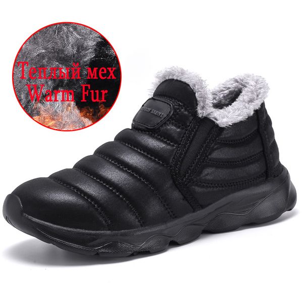 

2019 designer new arrival winter boots waterproof men ankle boots thick plush keep warm snow fashion casual shoes 37-46, Black