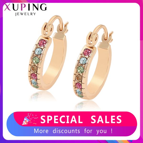 

xuping new sell hoop earrings for women colorful personalized fashion jewelry birthday engagement party gift ss4-21683, Golden;silver