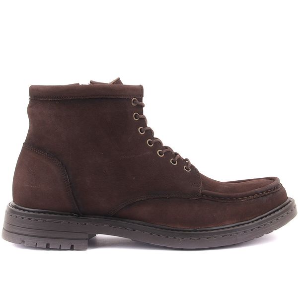 

sail lakers-brown nubuck zipper male boots, Black