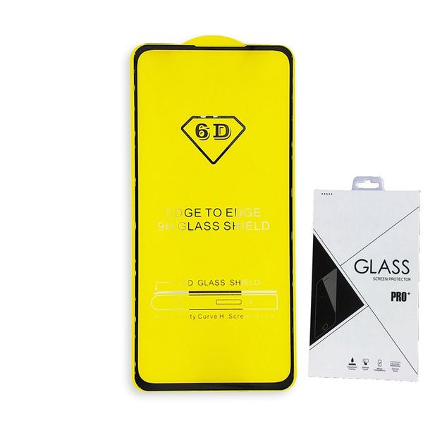 Retail Pack Full Cover 21D 9D Закаленное стекло экрана Protector AB клей к краю для Motorola Moto G6 Plus G6 Play E5 PLUS E5 PLAY 100P