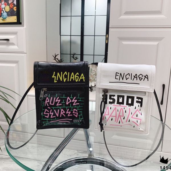

ts граффити письма crossbody телефон мода женщин дамы высокого качества конструктора класса люкс сумки кошельки сумки на ремне, черный белый