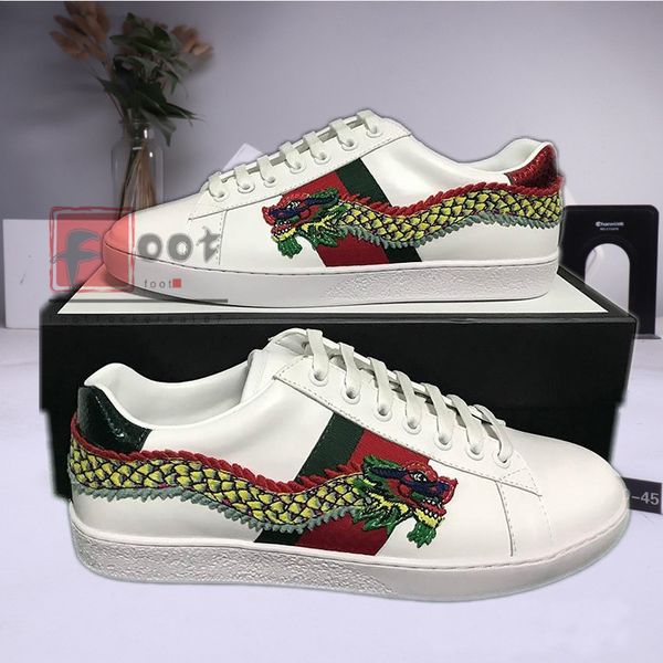 

ace sneakers luxury designer bee snake green red stripe embroidery flats bottoms dress shoes triple black white leather vintage shoes c03