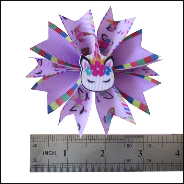 

50 girl 3.5" fairy hair bow clip a- unicorn rainbow lo dol sur baby, Slivery;white