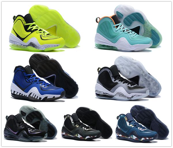 

penny 5 v invisibility cloak camo fluorescent green basketball shoes for men penny v black jade mens sports sneakers size 7-12, White;red