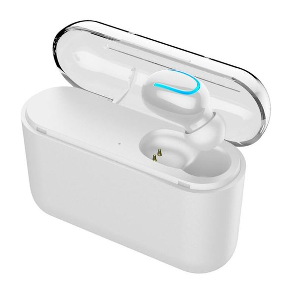 

q32 single bluetooth headphones white mini wireless headset cell phone earphone with power bank stereo sports handsgaming mic earbud