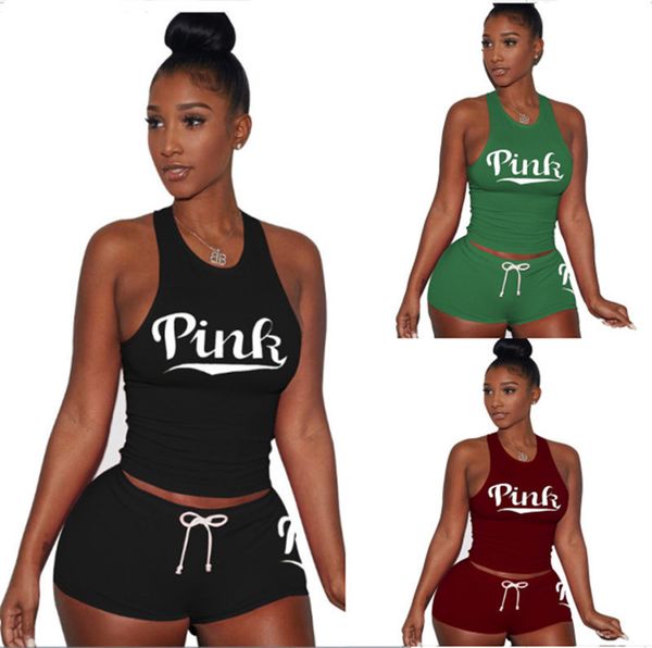 

letter print women outfits summer design tracksuit short sleeve vest tanks + shorts two piece set bodycon t-shirt sport suit clothes s-3xl, White