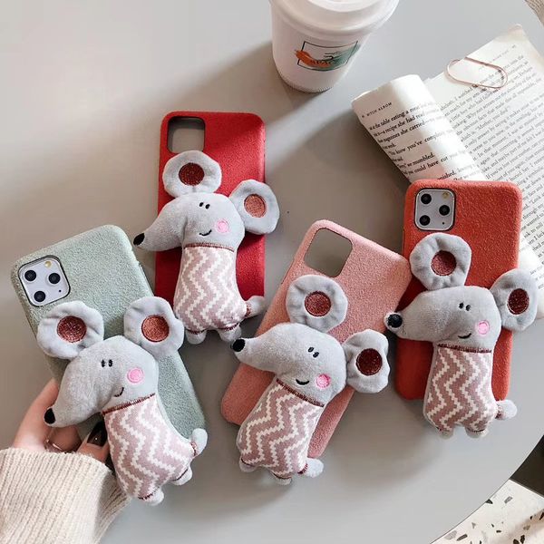 

one piece luxury phone case for iphone 6 7 8plus xr xsmax 11 11promax fashion plush phone case back cover with mouse doll