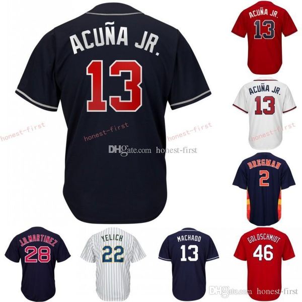 

X13 Ronald Acuña Jr. Atlanta 2019 Cheap Braves Embroidery Men's Majestic Alternate Blue Red Official Cool Base Player Baseball Cheaps