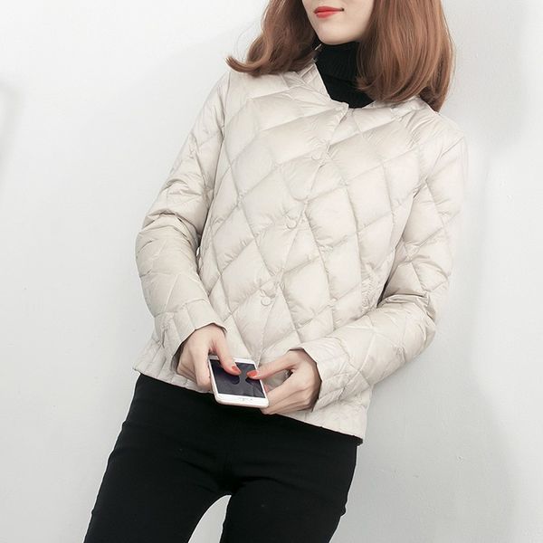

lightweight women down jacket liner 2019 lightweight fashion single-breasted short female jacket large size ladies parkas yf281, Black