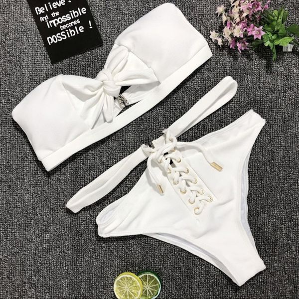 

бикини для женщин купальники женщин 2019 sexy раздельное бикини set white bow tie стринги высокой талией из двух частей купальники купальный, White;black