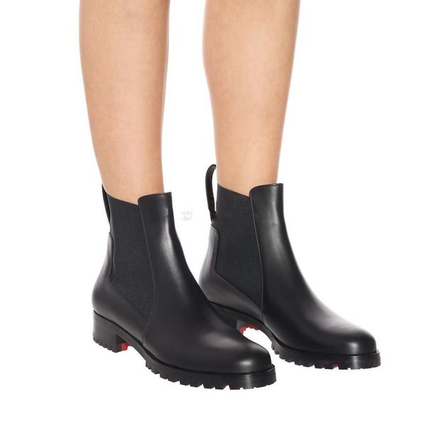 

new arrival black genuine leather red bottom boots fashion women winter boots red sole bottes luxury party wedding dress