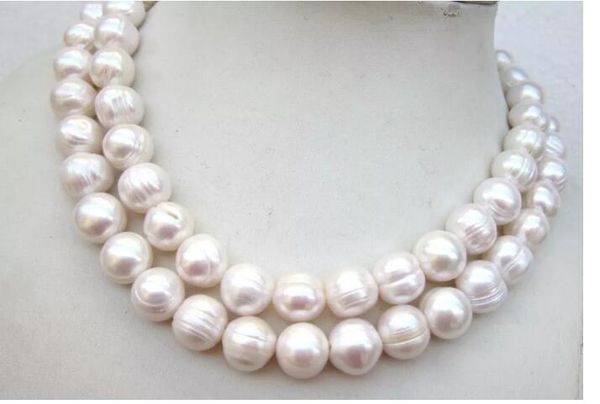 

jewelry new 2 row 9-10mm south sea white baroque pearl necklace, Silver