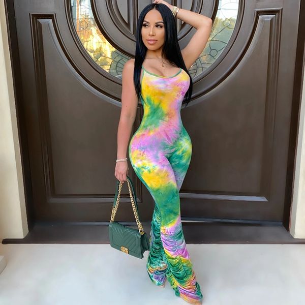 

tie dye rompers womens jumpsuit summer elegant one piece bodycon jumpsuit romper club outfits stacked pants party, Black;white